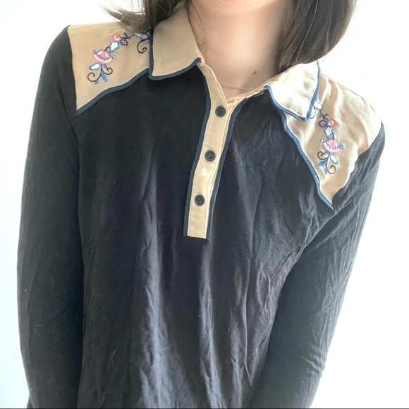 BDG LONG SLEEVES HALF BUTTON DOWN FLORAL TOP -  S - Picture 1 of 13